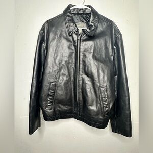 Banana Republic Leather Vintage Black Full Zip Jacket Size Large Preppy